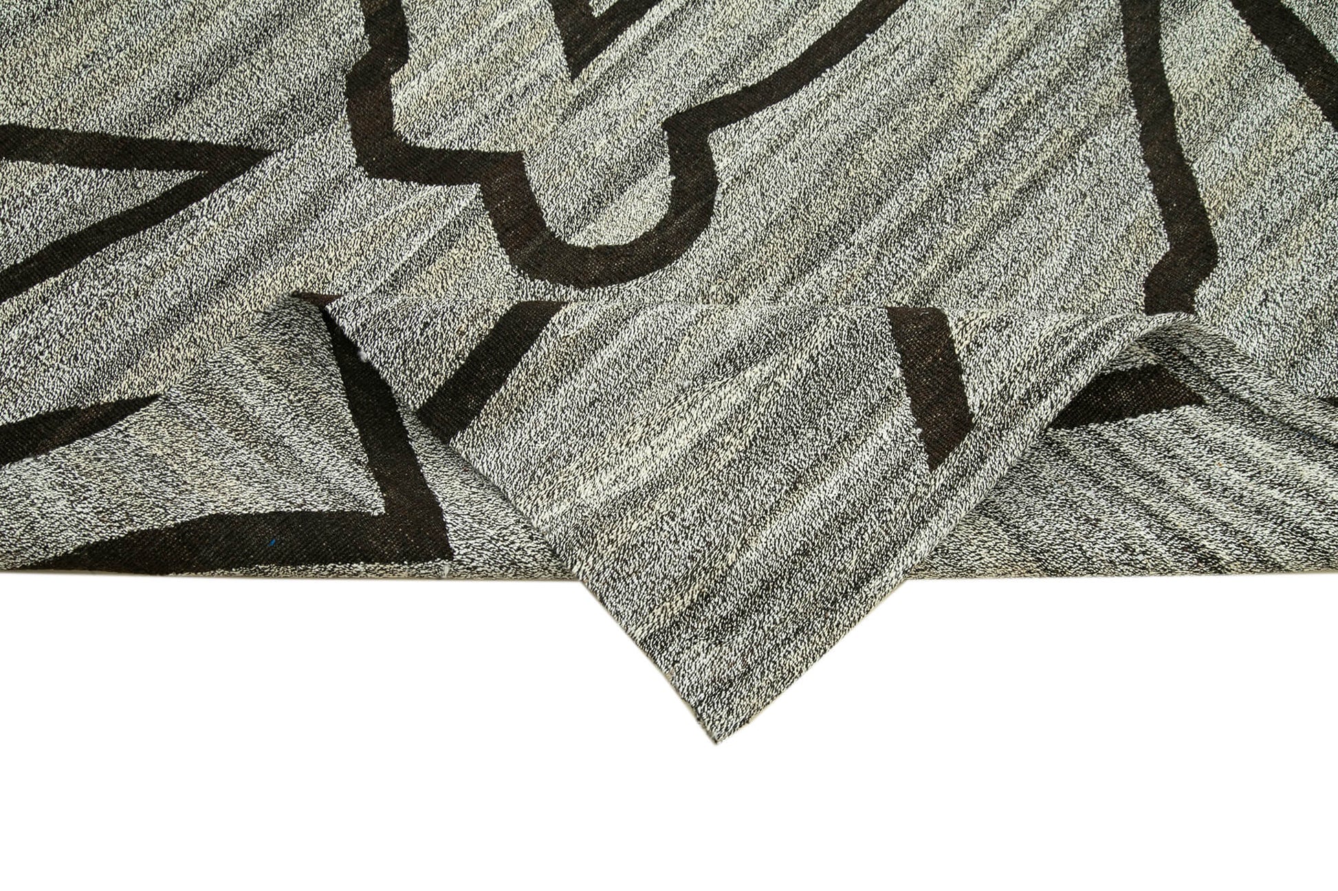 Scrap Gri Geometrik Pamuk Yün El Dokuma Halısı 250x307 Agacan