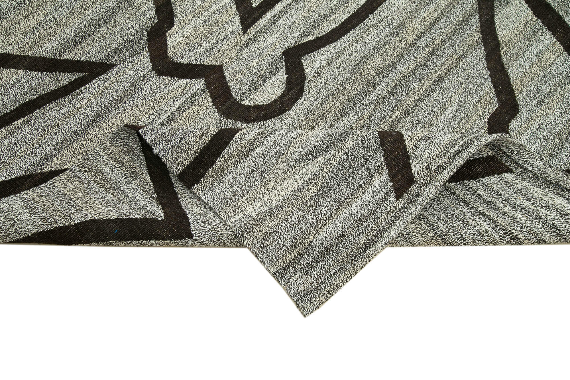 Scrap Gri Geometrik Pamuk Yün El Dokuma Halısı 250x307 Agacan