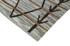 Scrap Gri Geometrik Pamuk Yün El Dokuma Halısı 243x305 Agacan