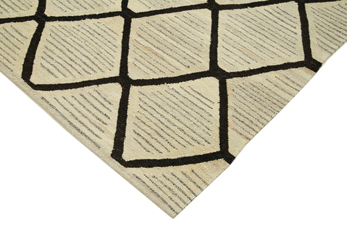 Scrap Bej Geometrik Pamuk Yün El Dokuma Halısı 244x310 Agacan