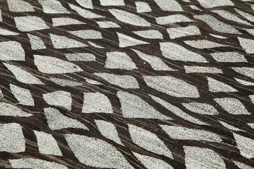 Scrap Gri Geometrik Pamuk Yün El Dokuma Halısı 247x308 Agacan