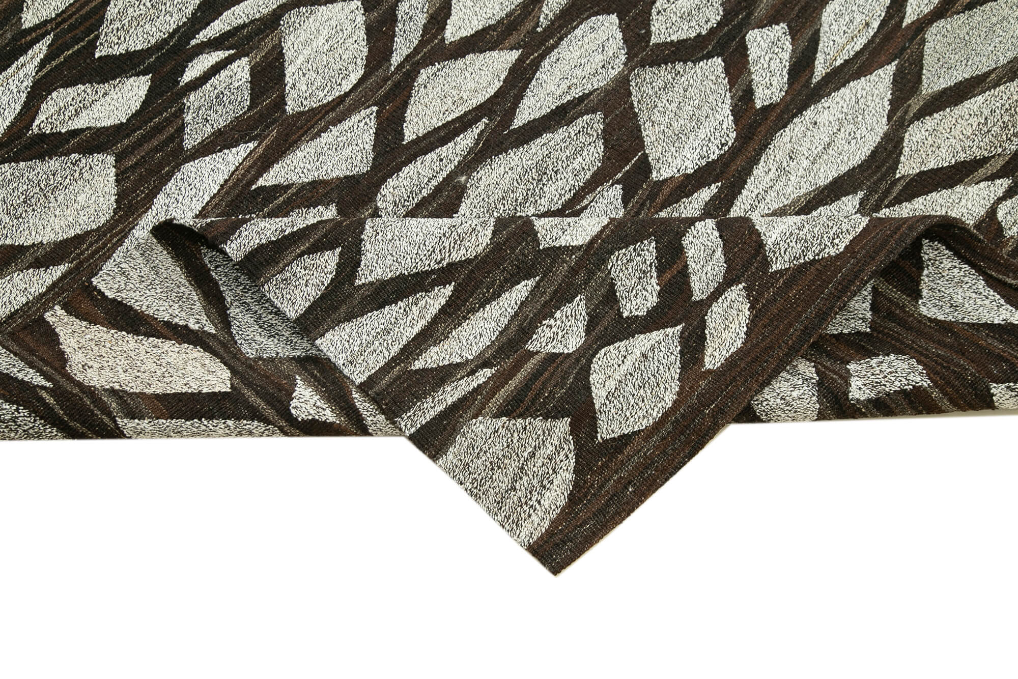 Scrap Gri Geometrik Pamuk Yün El Dokuma Halısı 247x308 Agacan