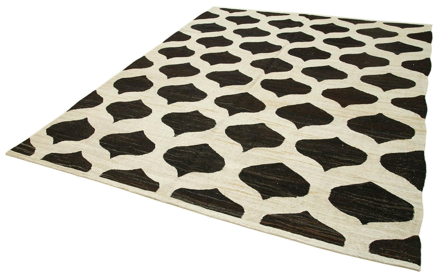 Scrap Bej Geometrik Pamuk Yün El Dokuma Halısı 250x310 Agacan