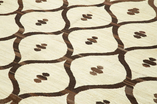 Scrap Bej Geometrik Pamuk Yün El Dokuma Halısı 247x315 Agacan