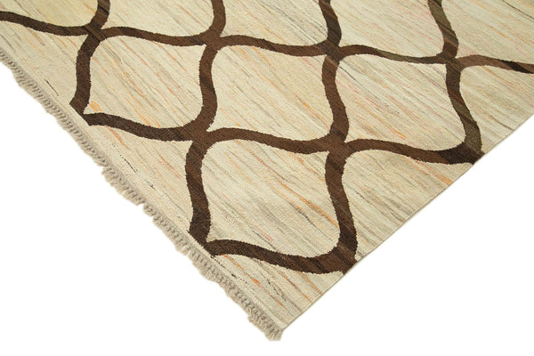 Scrap Bej Geometrik Pamuk Yün El Dokuma Halısı 240x310 Agacan