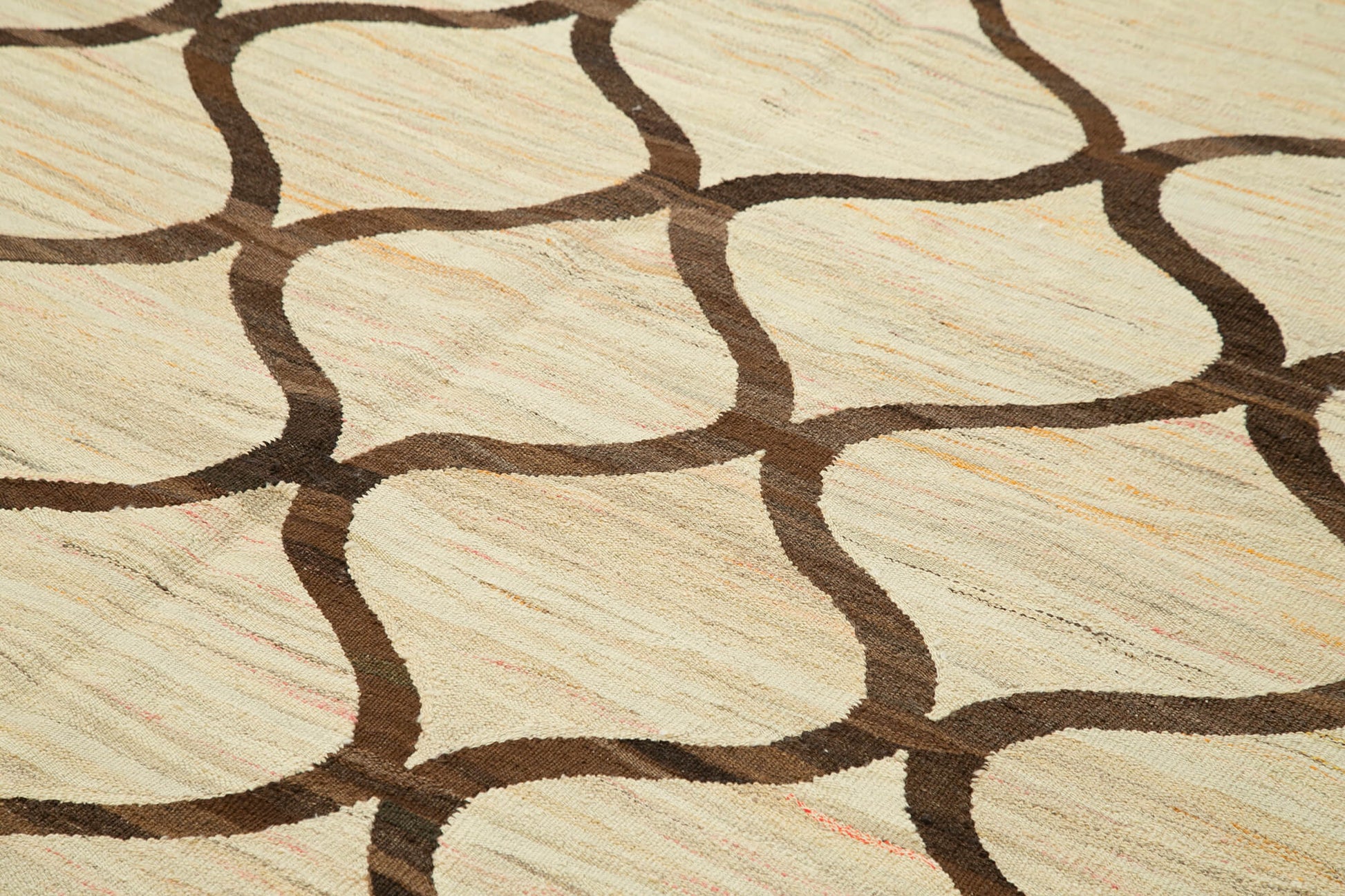 Scrap Bej Geometrik Pamuk Yün El Dokuma Halısı 240x310 Agacan