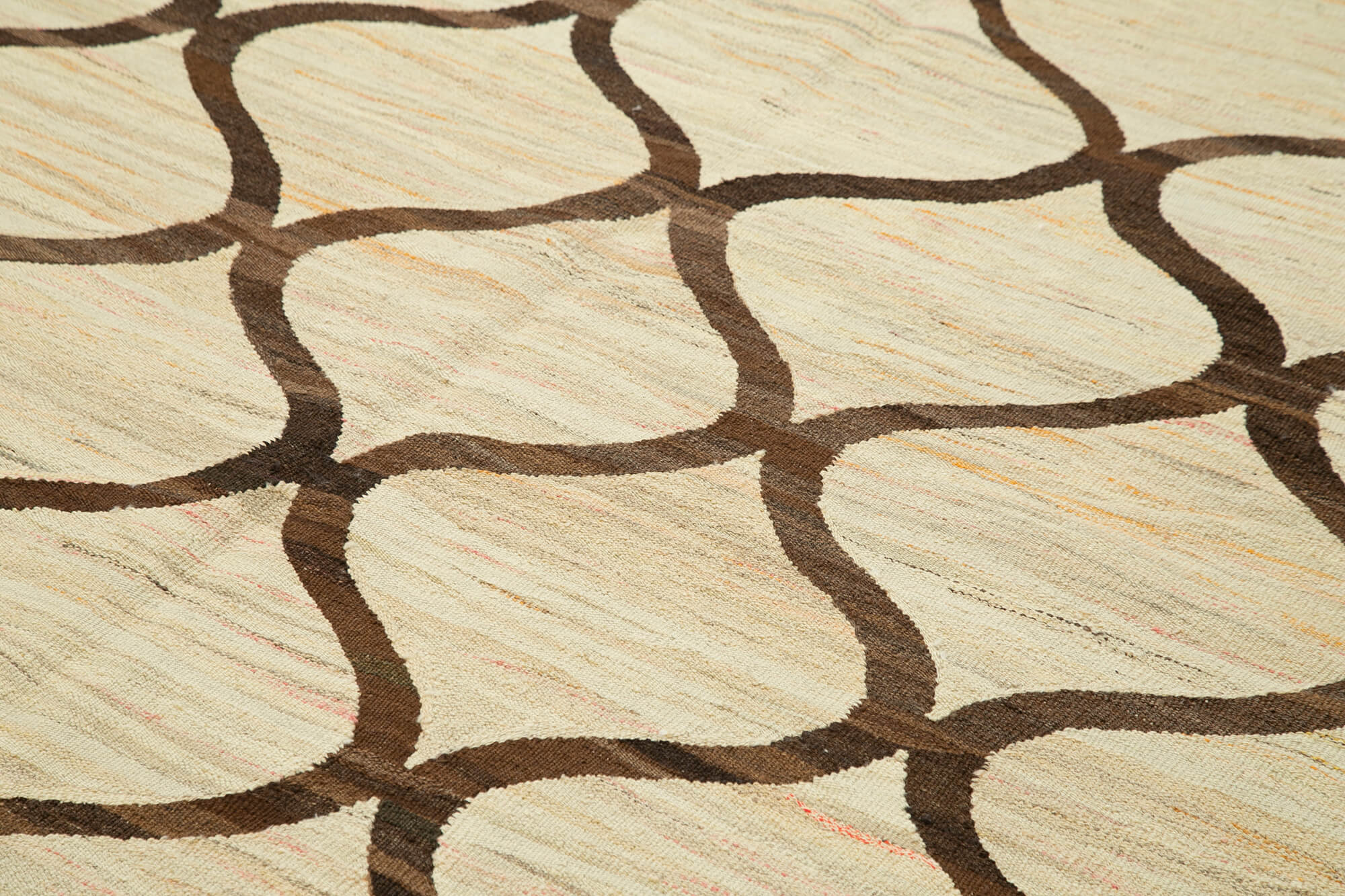 Scrap Bej Geometrik Pamuk Yün El Dokuma Halısı 240x310 Agacan