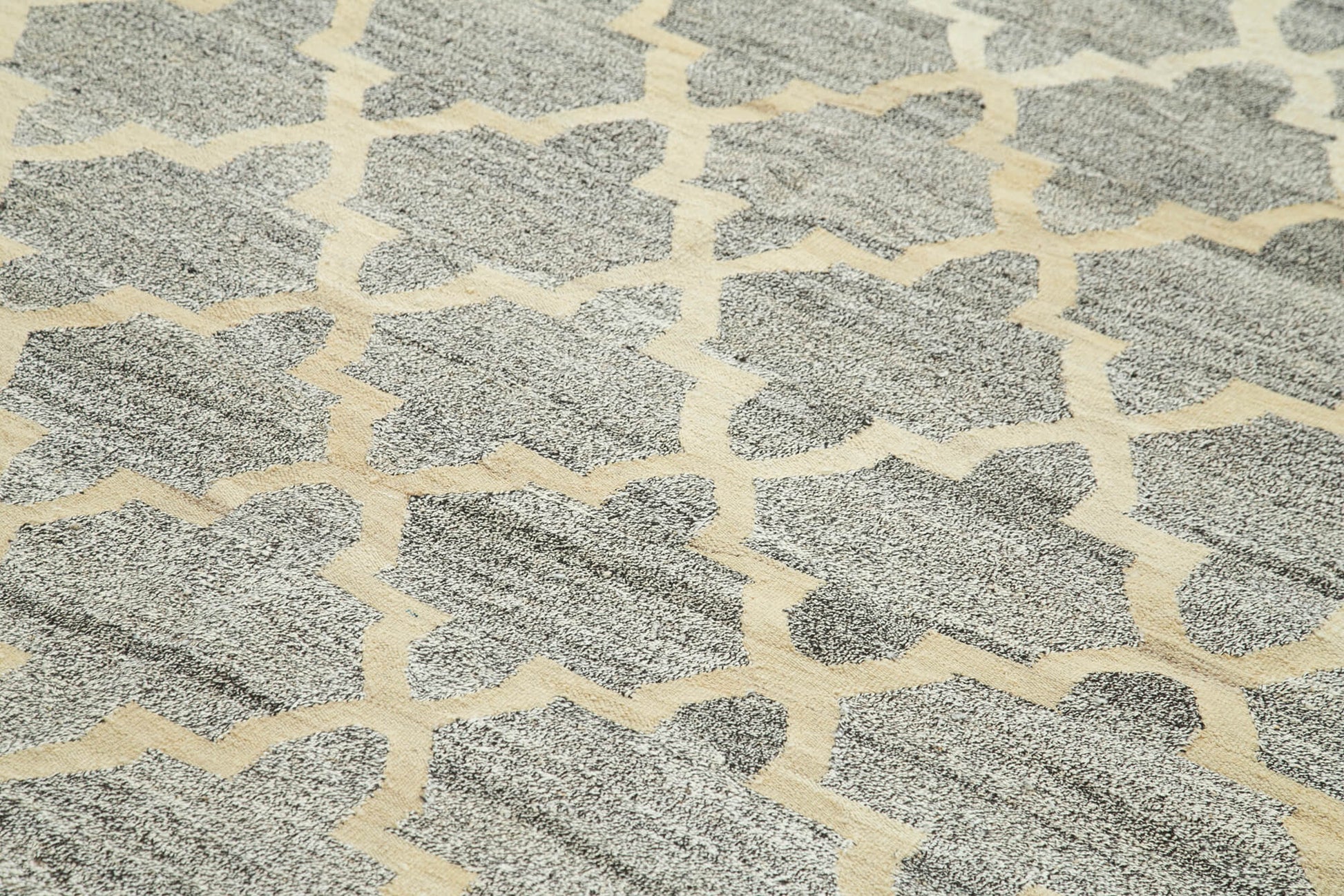 Scrap Gri Geometrik Pamuk Yün El Dokuma Halısı 243x304 Agacan