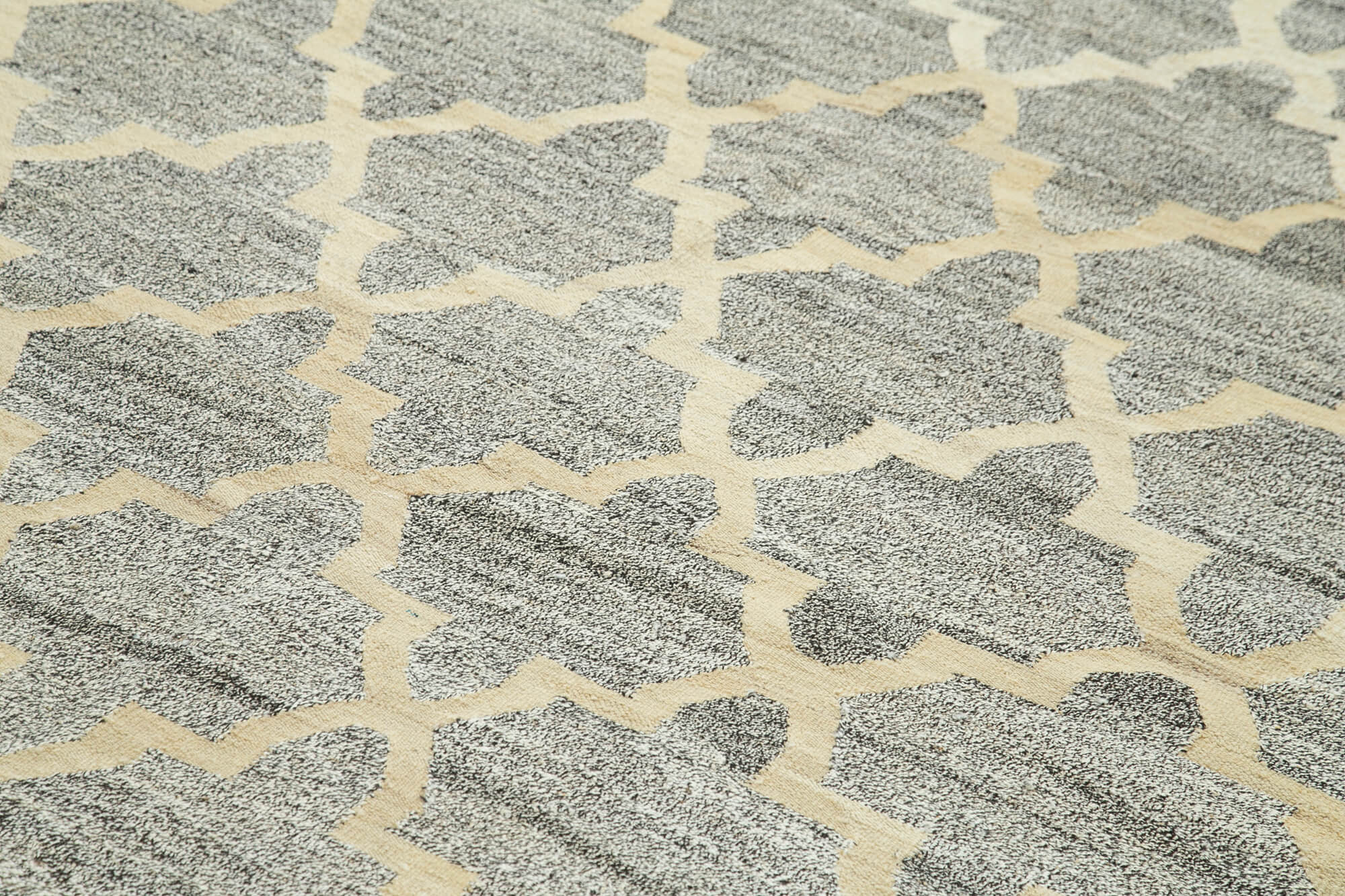 Scrap Gri Geometrik Pamuk Yün El Dokuma Halısı 243x304 Agacan