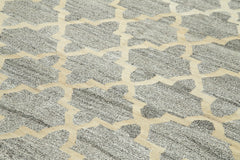 Scrap Gri Geometrik Pamuk Yün El Dokuma Halısı 243x304 Agacan