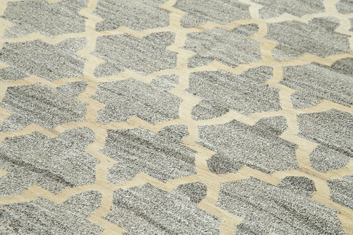 Scrap Gri Geometrik Pamuk Yün El Dokuma Halısı 243x304 Agacan