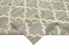 Scrap Gri Geometrik Pamuk Yün El Dokuma Halısı 243x304 Agacan