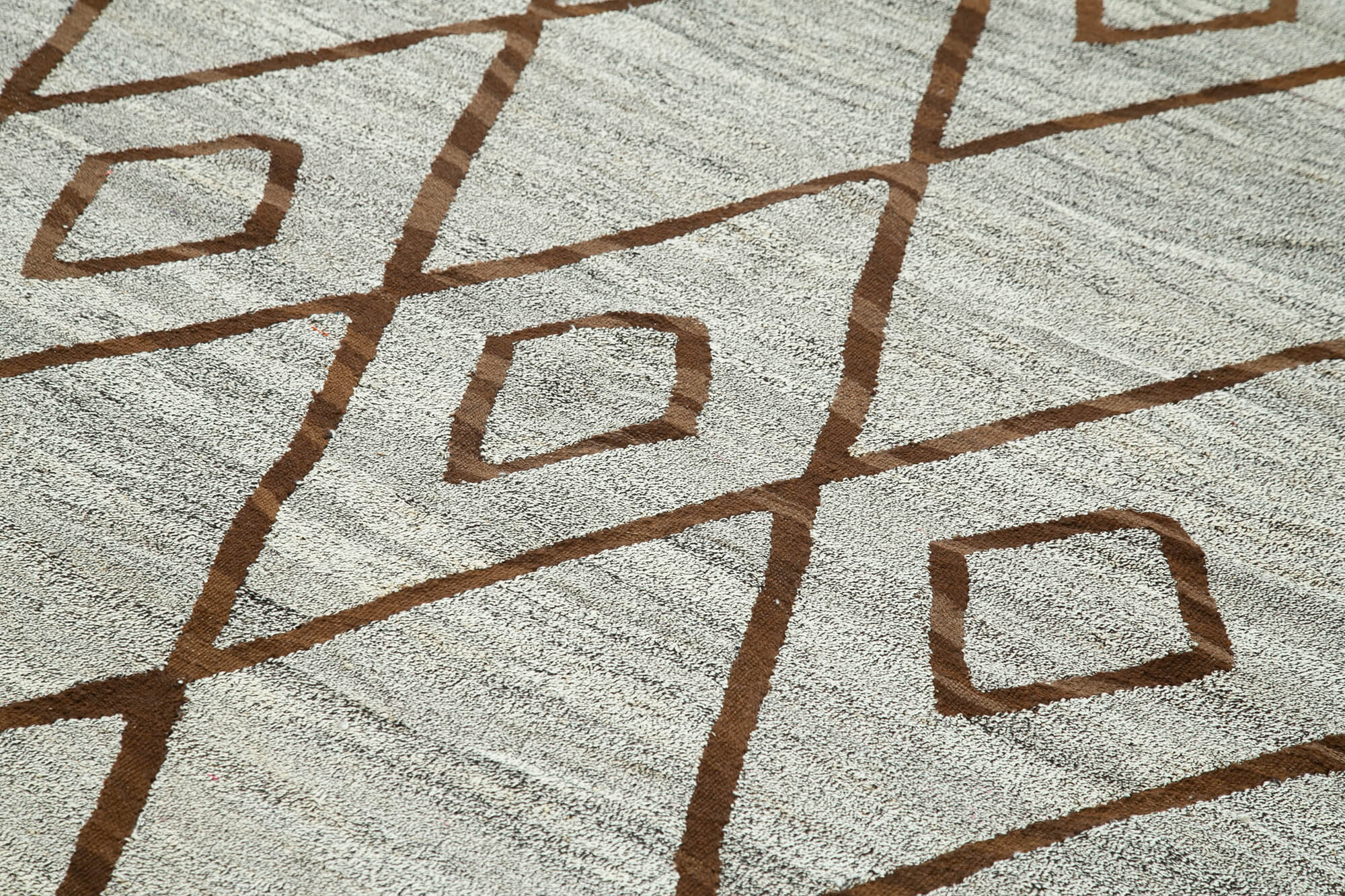 Scrap Gri Geometrik Pamuk Yün El Dokuma Halısı 244x290 Agacan