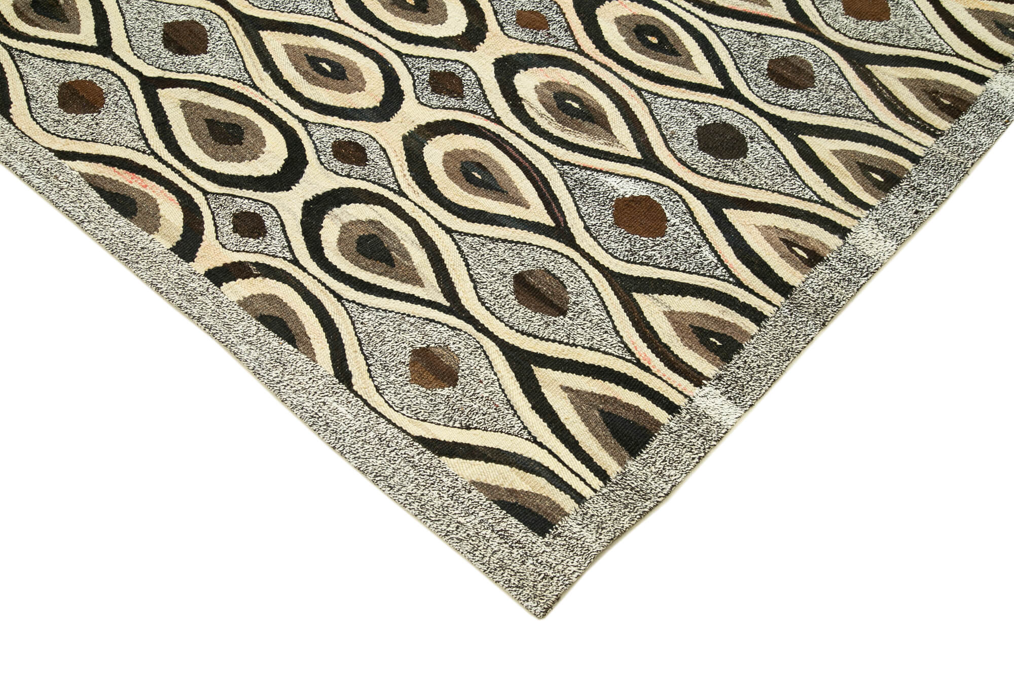 Scrap Gri Geometrik Pamuk Yün El Dokuma Halısı 240x306 Agacan