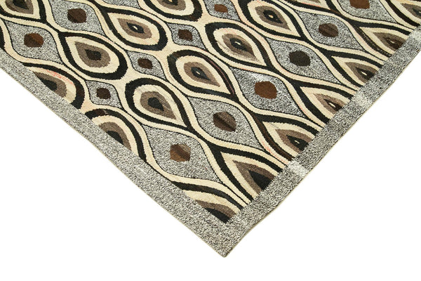 Scrap Gri Geometrik Pamuk Yün El Dokuma Halısı 240x306 Agacan