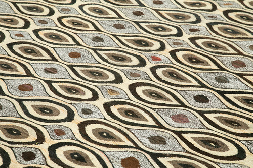 Scrap Gri Geometrik Pamuk Yün El Dokuma Halısı 240x306 Agacan