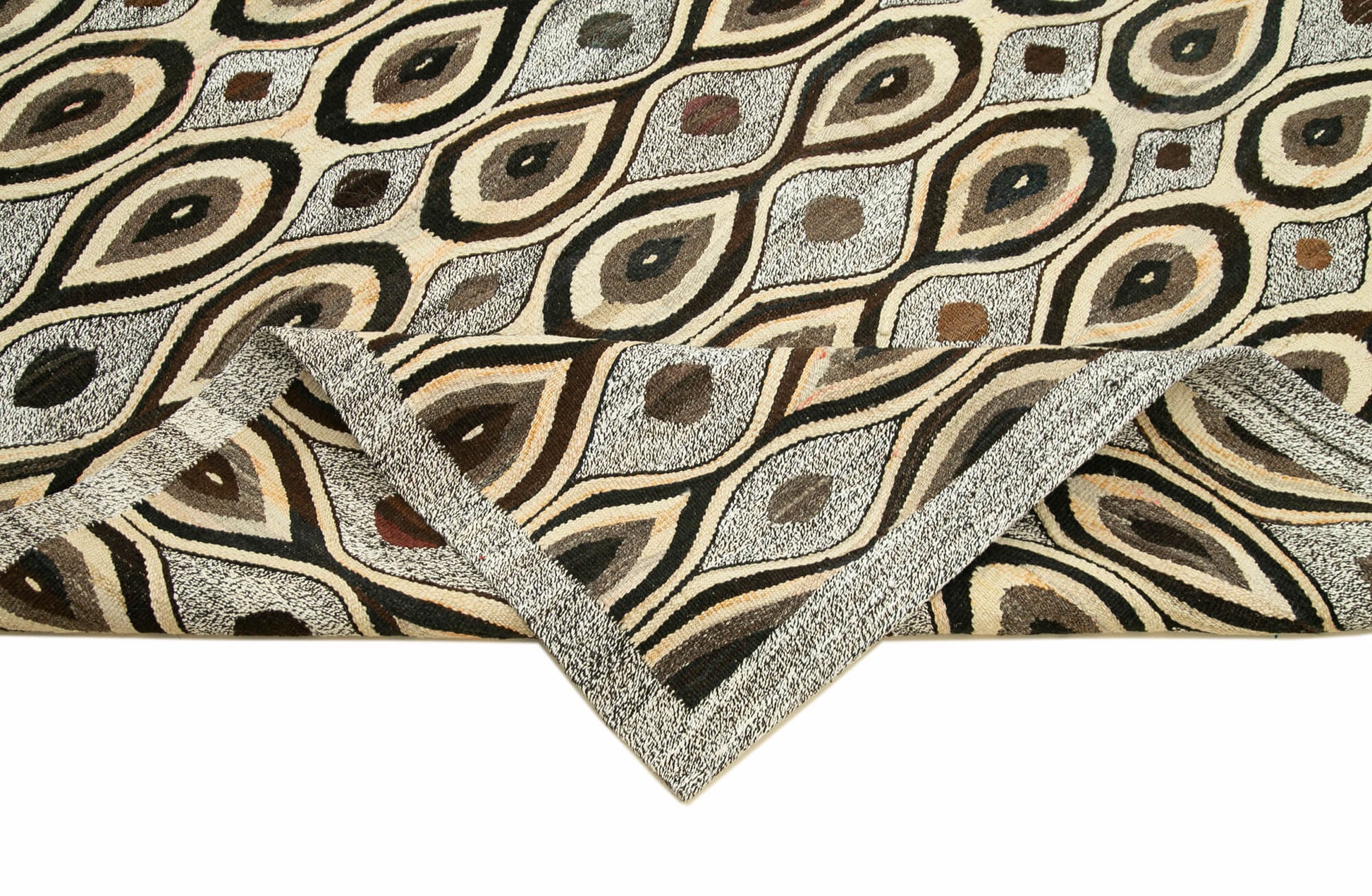 Scrap Gri Geometrik Pamuk Yün El Dokuma Halısı 240x306 Agacan