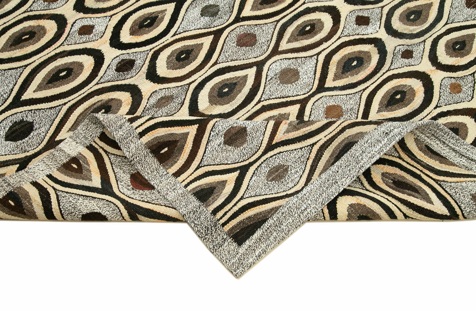 Scrap Gri Geometrik Pamuk Yün El Dokuma Halısı 240x306 Agacan