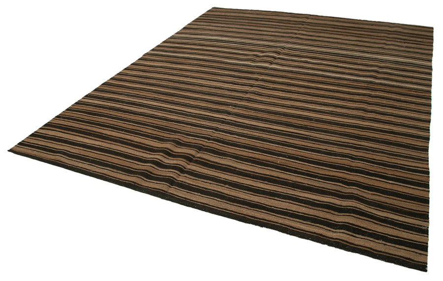 Scrap Kahverengi Geometrik Pamuk Yün El Dokuma Halısı 260x330 Agacan