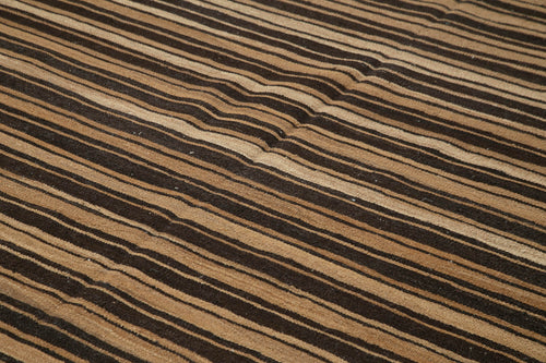 Scrap Kahverengi Geometrik Pamuk Yün El Dokuma Halısı 260x330 Agacan