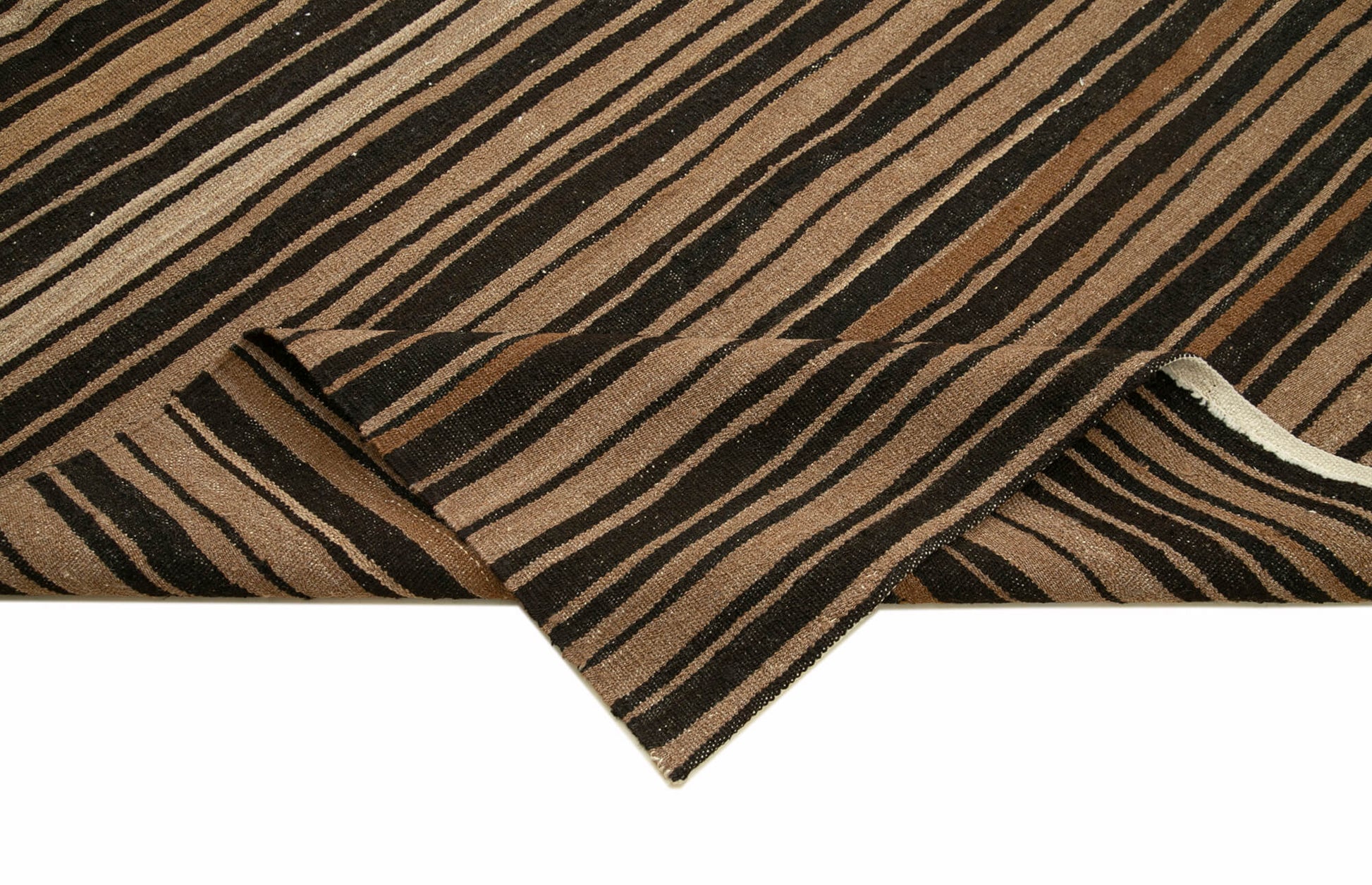 Scrap Kahverengi Geometrik Pamuk Yün El Dokuma Halısı 260x330 Agacan