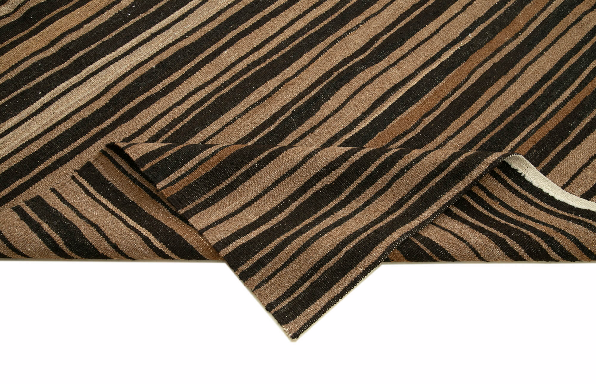 Scrap Kahverengi Geometrik Pamuk Yün El Dokuma Halısı 260x330 Agacan