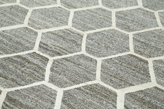 Scrap Gri Geometrik Pamuk Yün El Dokuma Halısı 252x301 Agacan