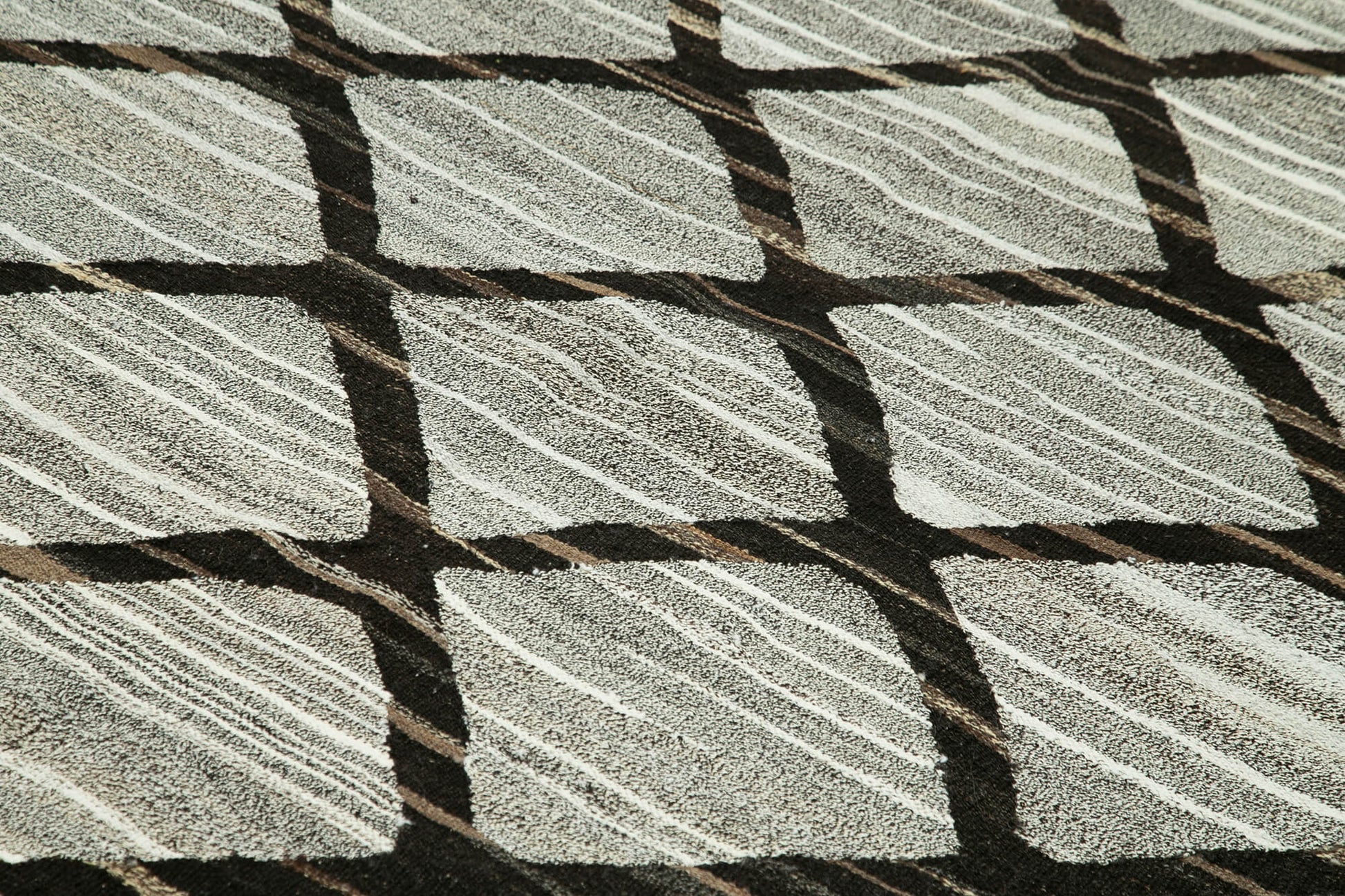 Scrap Gri Geometrik Pamuk Yün El Dokuma Halısı 245x308 Agacan