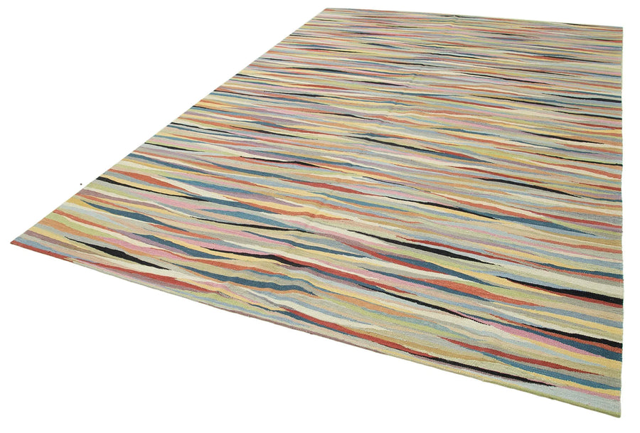 Scrap Beyaz Geometrik Pamuk Yün El Dokuma Halısı 244x356 Agacan