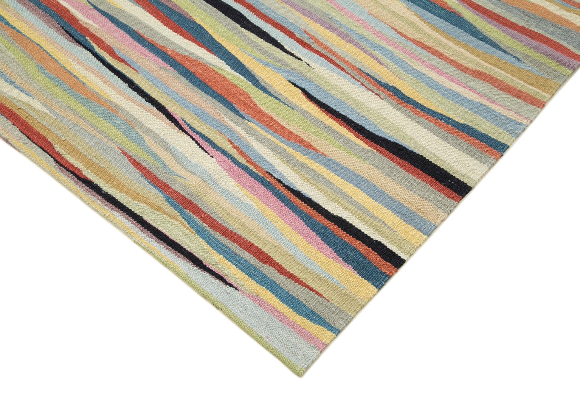 Scrap Beyaz Geometrik Pamuk Yün El Dokuma Halısı 244x356 Agacan