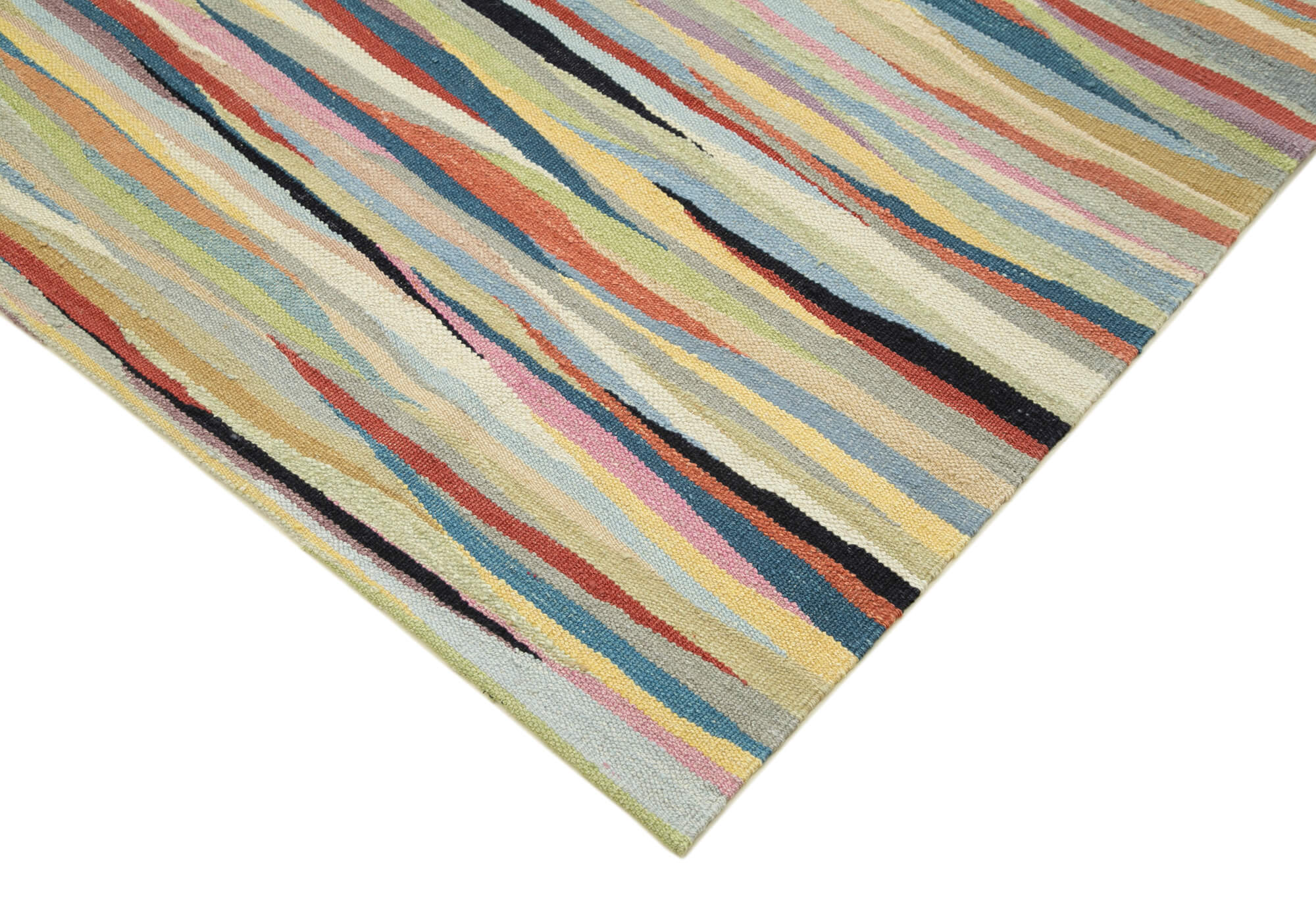 Scrap Beyaz Geometrik Pamuk Yün El Dokuma Halısı 244x356 Agacan