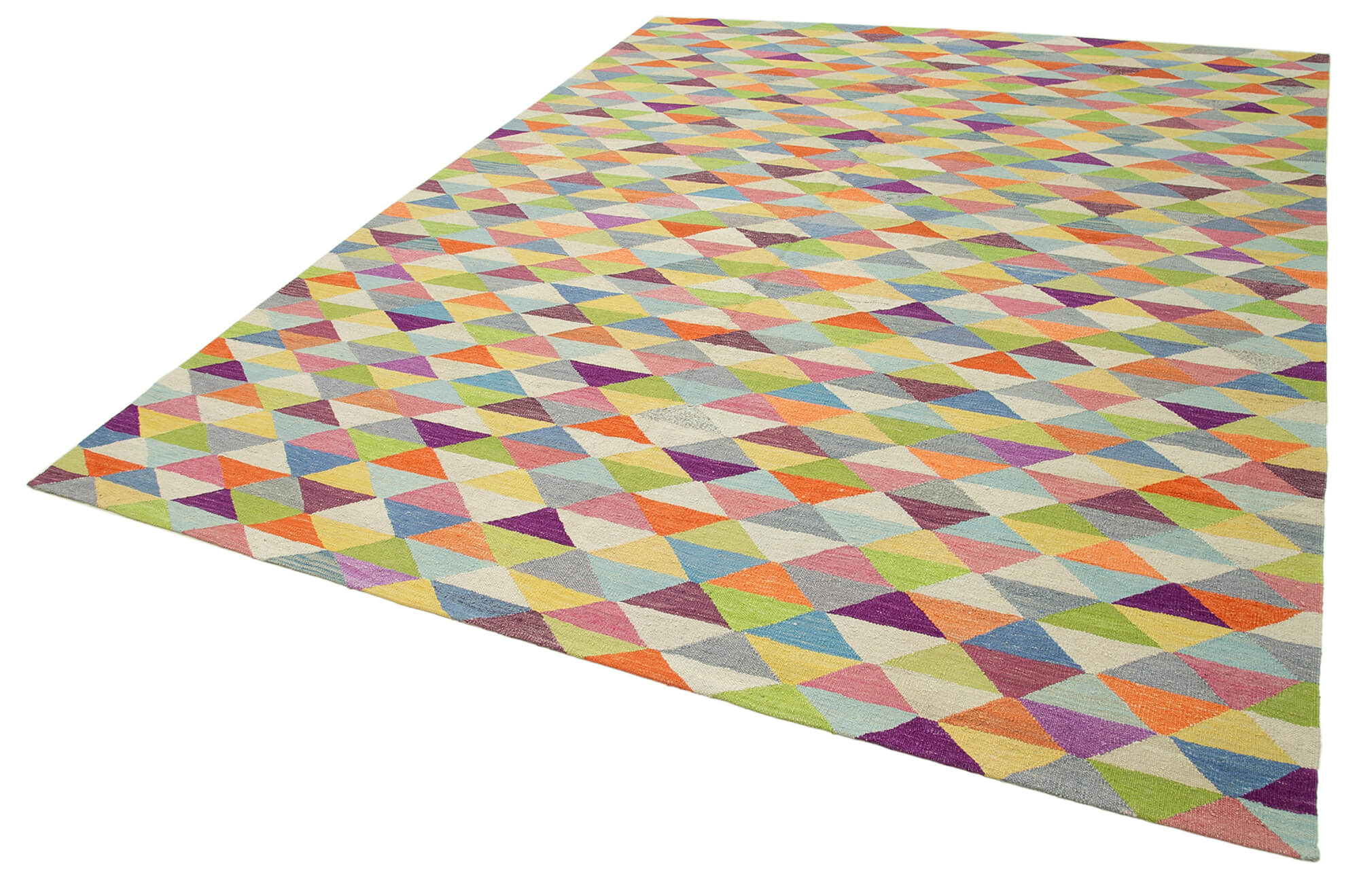 Scrap Turuncu Geometrik Pamuk Yün El Dokuma Halısı 262x331 Agacan