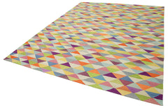 Scrap Turuncu Geometrik Pamuk Yün El Dokuma Halısı 262x331 Agacan