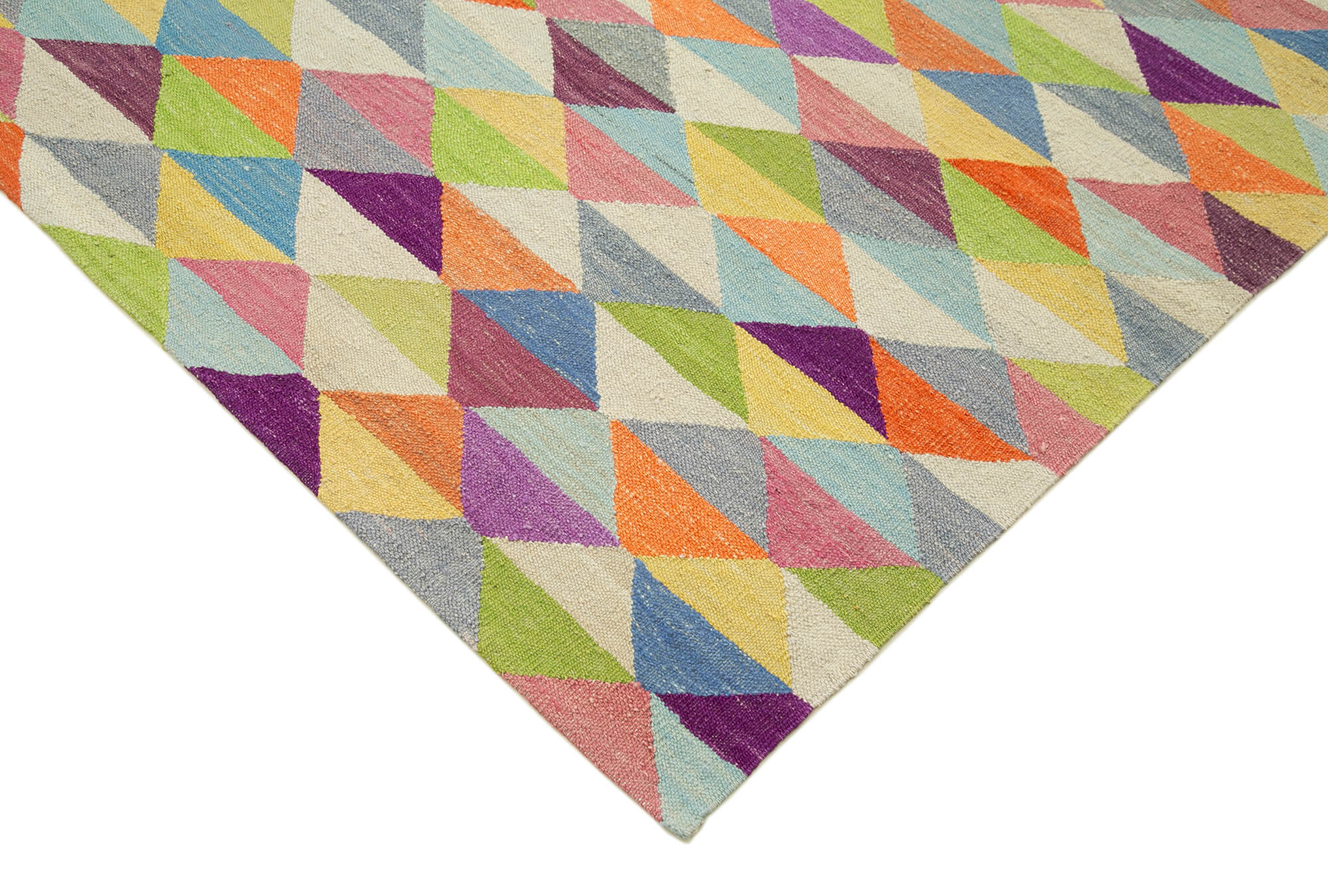 Scrap Turuncu Geometrik Pamuk Yün El Dokuma Halısı 262x331 Agacan