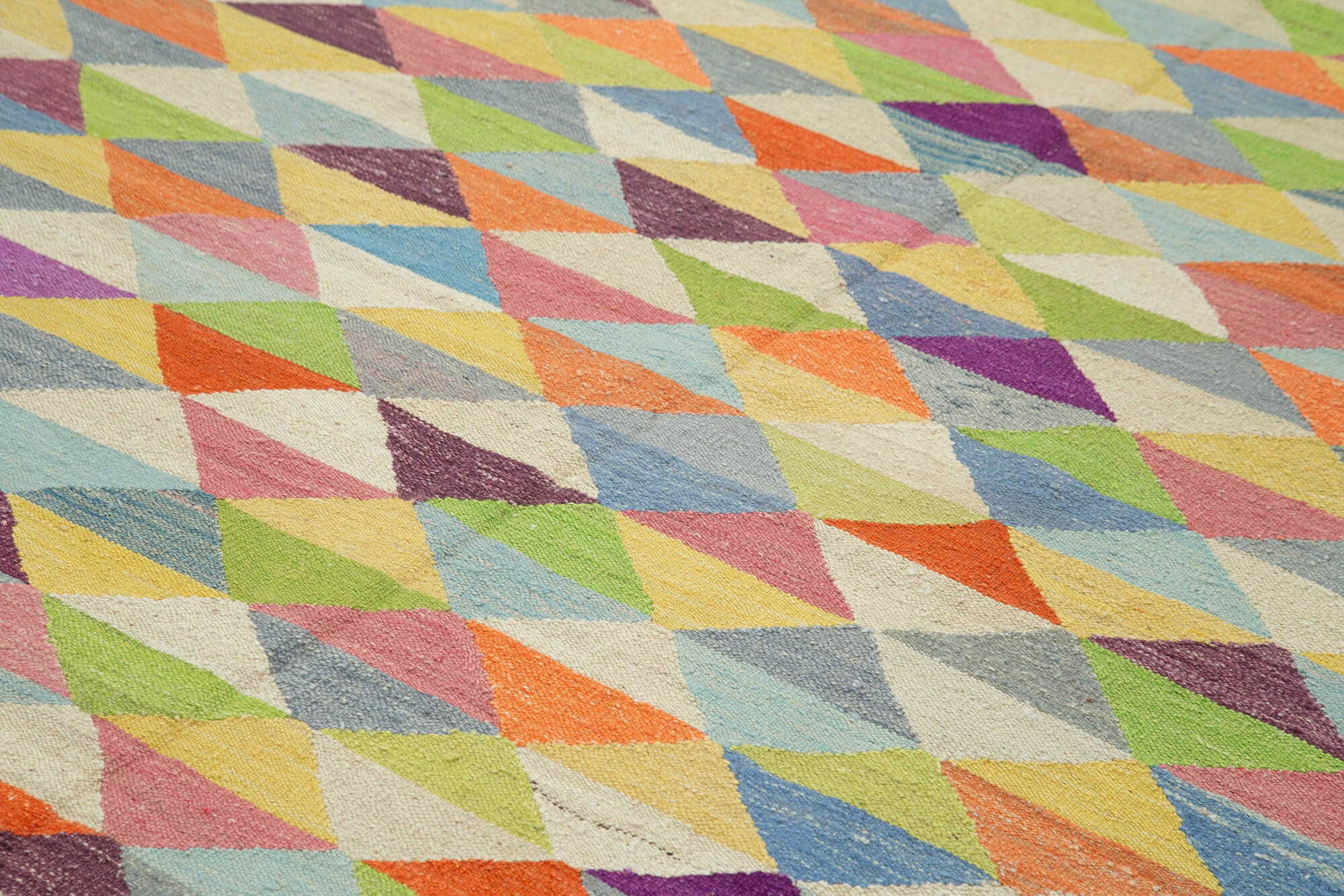 Scrap Turuncu Geometrik Pamuk Yün El Dokuma Halısı 262x331 Agacan