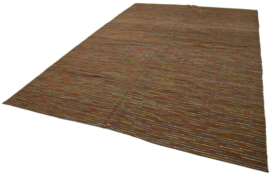 Scrap Mavi Geometrik Pamuk Yün El Dokuma Halısı 254x360 Agacan