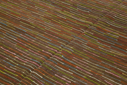 Scrap Mavi Geometrik Pamuk Yün El Dokuma Halısı 254x360 Agacan