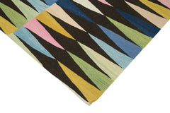 Scrap Sarı Geometrik Pamuk Yün El Dokuma Halısı 233x310 Agacan