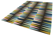 Scrap Siyah Geometrik Pamuk Yün El Dokuma Halısı 232x315 Agacan
