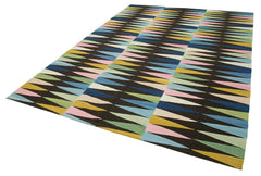 Scrap Siyah Geometrik Pamuk Yün El Dokuma Halısı 232x315 Agacan