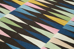 Scrap Siyah Geometrik Pamuk Yün El Dokuma Halısı 232x315 Agacan