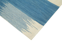 Scrap Mavi Geometrik Pamuk Yün El Dokuma Halısı 224x309 Agacan