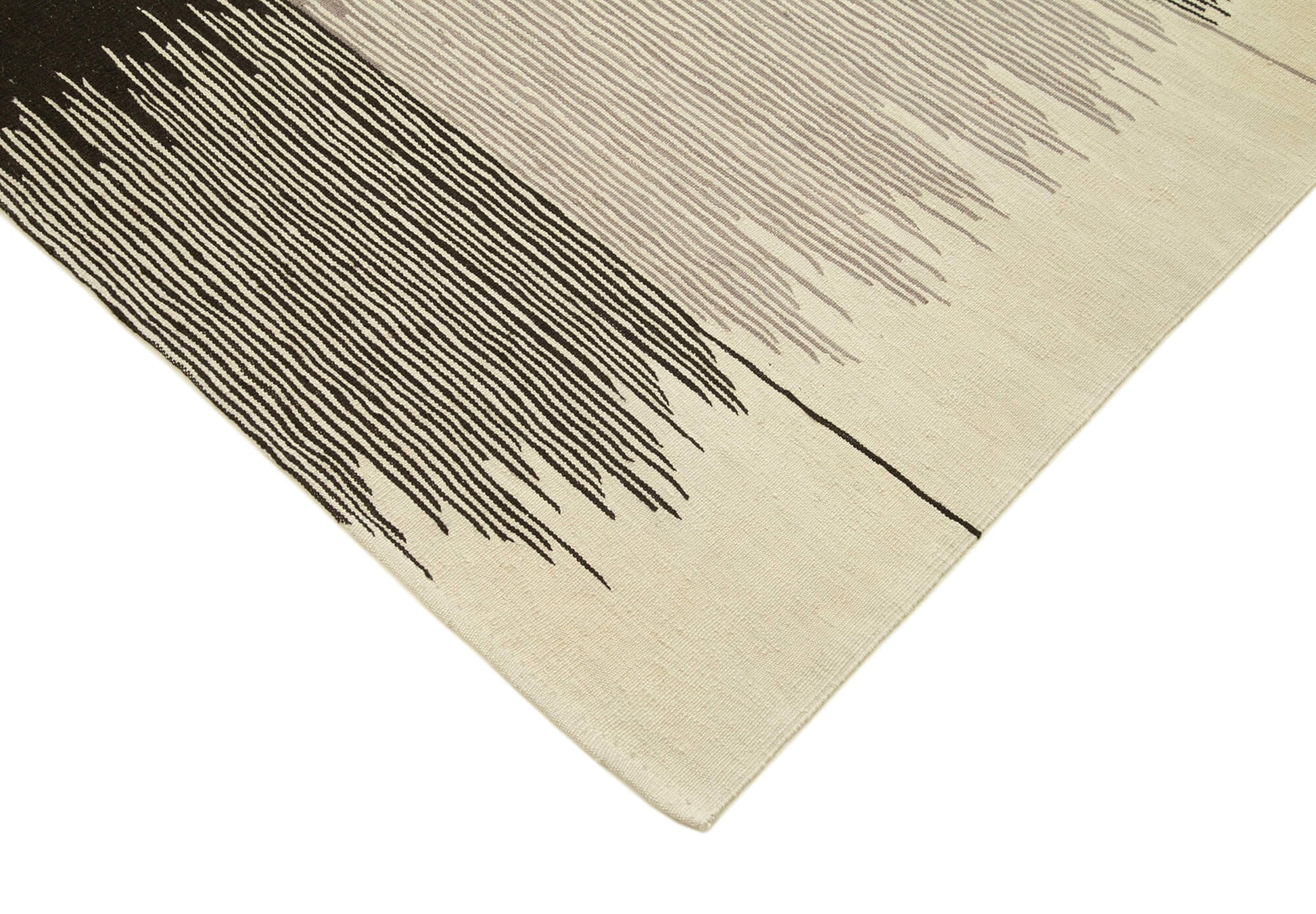 Scrap Siyah Geometrik Pamuk Yün El Dokuma Halısı 215x325 Agacan