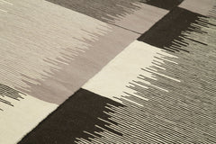 Scrap Siyah Geometrik Pamuk Yün El Dokuma Halısı 215x325 Agacan