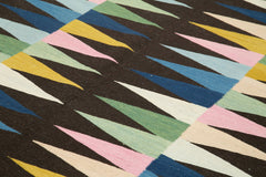 Scrap Siyah Geometrik Pamuk Yün El Dokuma Halısı 224x306 Agacan