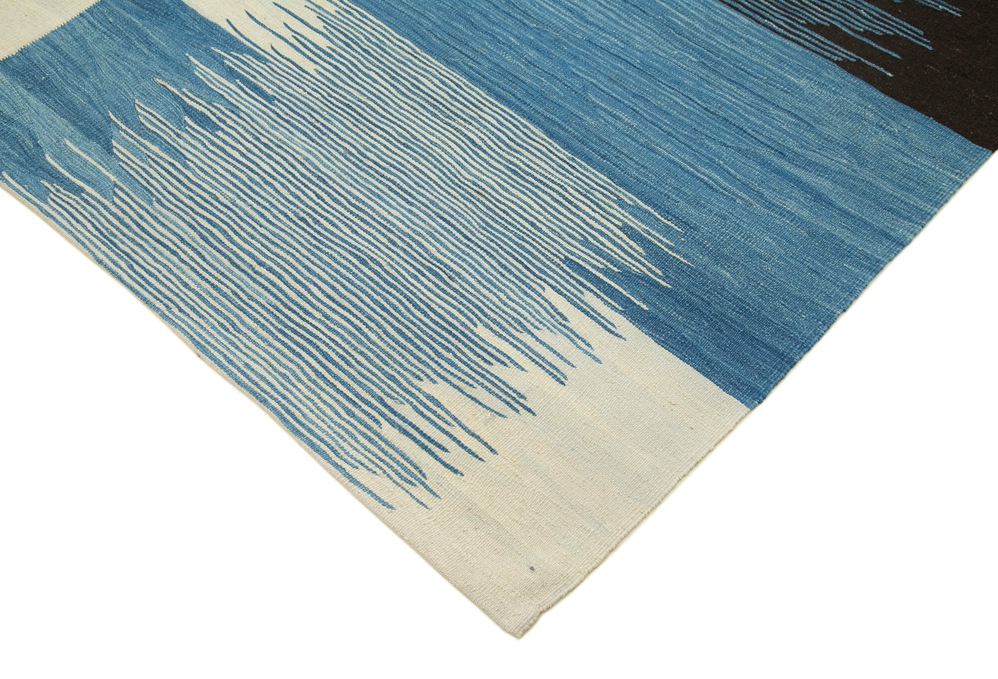 Scrap Mavi Geometrik Pamuk Yün El Dokuma Halısı 220x307 Agacan