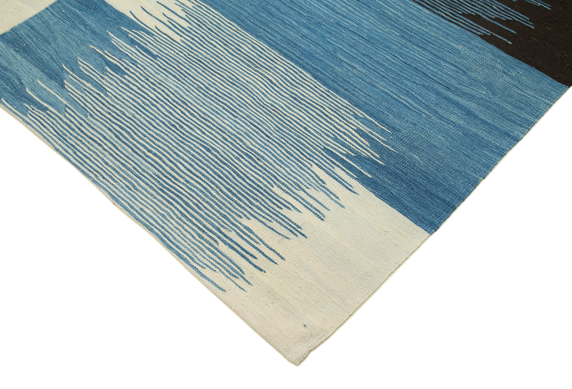 Scrap Mavi Geometrik Pamuk Yün El Dokuma Halısı 220x307 Agacan