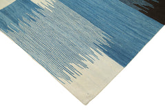 Scrap Mavi Geometrik Pamuk Yün El Dokuma Halısı 220x307 Agacan