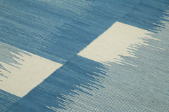 Scrap Mavi Geometrik Pamuk Yün El Dokuma Halısı 220x317 Agacan