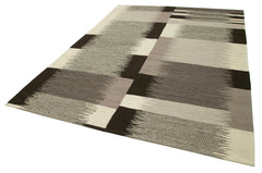 Scrap Bej Geometrik Pamuk Yün El Dokuma Halısı 224x311 Agacan